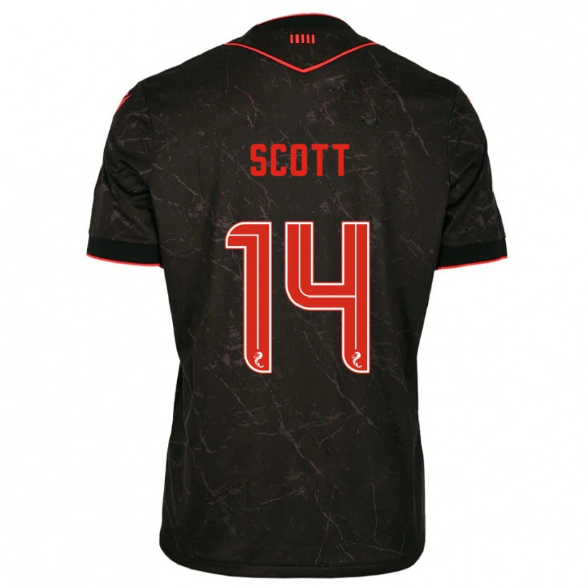 Danxen Hombre Camiseta James Scott #14 Negro Rojo 2ª Equipación 2025/26 La Camisa México