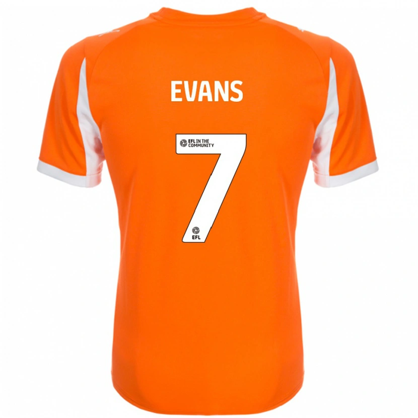 Danxen Mujer Camiseta Lee Evans #7 Naranja Blanco 1ª Equipación 2025/26 La Camisa México