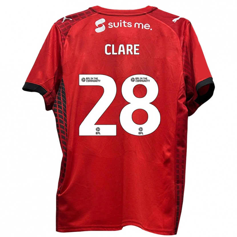 Danxen Mujer Camiseta Sean Clare #28 Rojo Negro 1ª Equipación 2025/26 La Camisa México