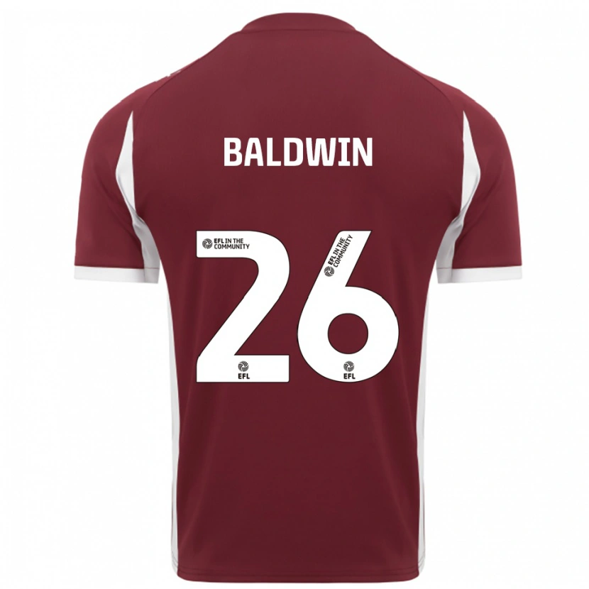 Danxen Mujer Camiseta Jack Baldwin #26 Borgoña Blanco 1ª Equipación 2025/26 La Camisa México
