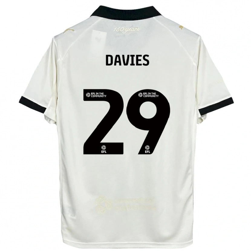 Danxen Mujer Camiseta Arron Davies #29 Blanco Hueso Negro 1ª Equipación 2025/26 La Camisa México