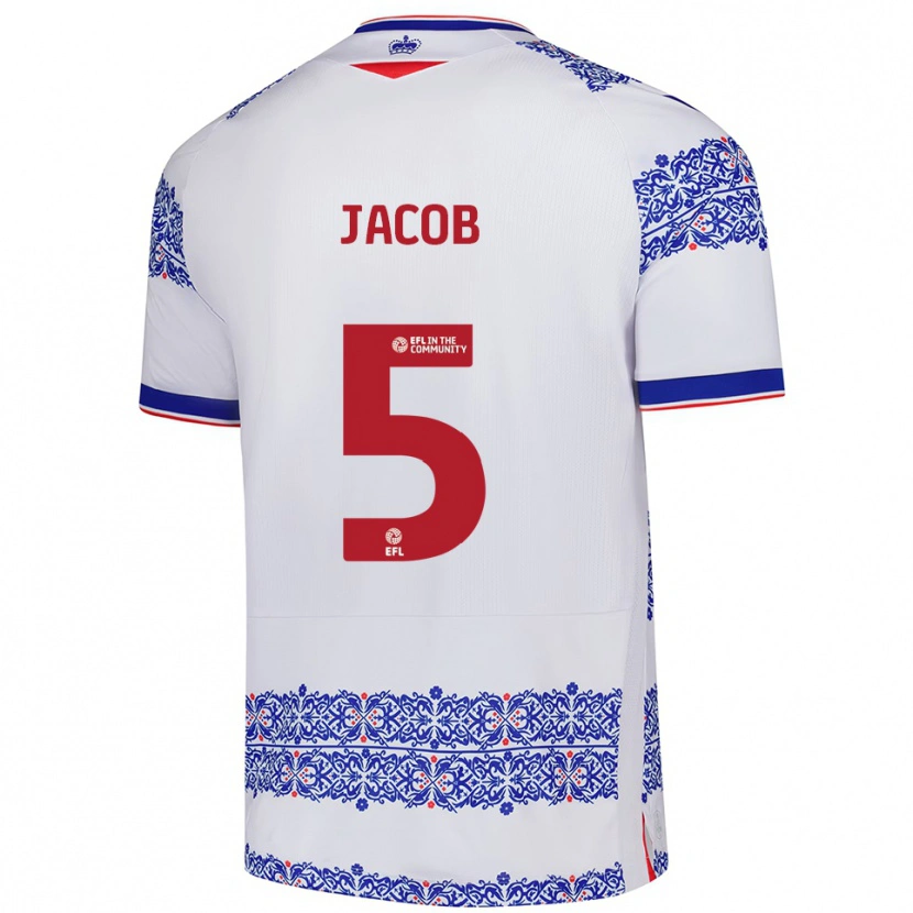 Danxen Mujer Camiseta Matty Jacob #5 Blanco Azul 1ª Equipación 2025/26 La Camisa México