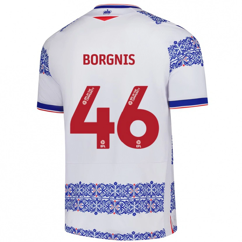 Danxen Mujer Camiseta Jacob Borgnis #46 Blanco Azul 1ª Equipación 2025/26 La Camisa México