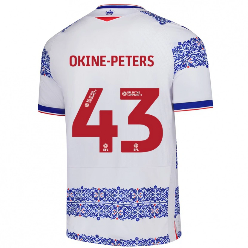 Danxen Mujer Camiseta Jeremiah Okine-Peters #43 Blanco Azul 1ª Equipación 2025/26 La Camisa México