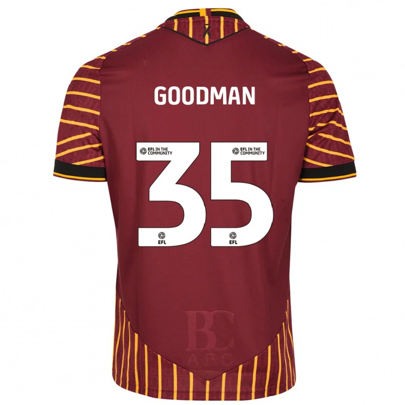 Danxen Mujer Camiseta George Goodman #35 Naranja Borgoña 1ª Equipación 2025/26 La Camisa México