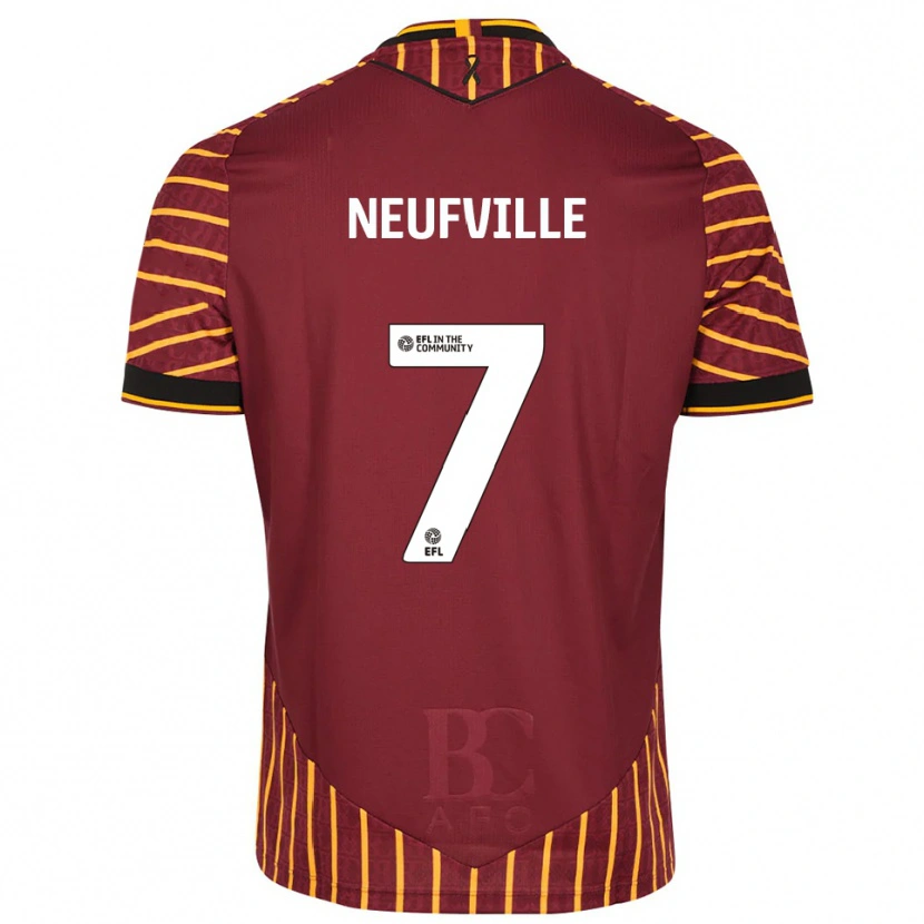 Danxen Mujer Camiseta Josh Neufville #7 Naranja Borgoña 1ª Equipación 2025/26 La Camisa México