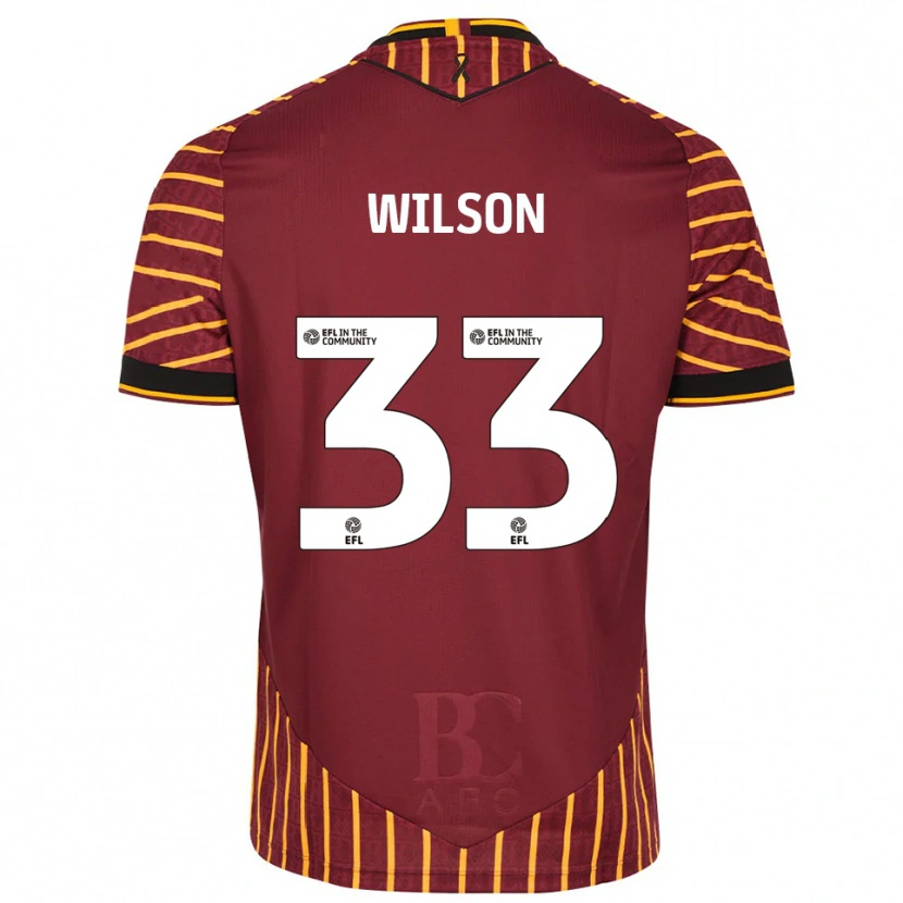 Danxen Mujer Camiseta Adam Wilson #33 Naranja Borgoña 1ª Equipación 2025/26 La Camisa México