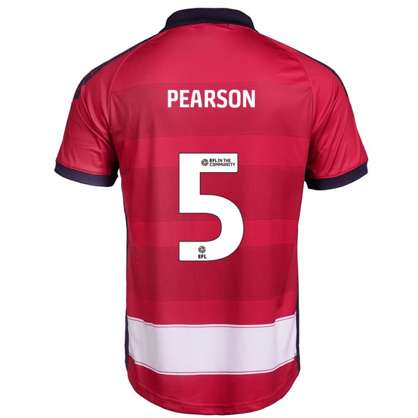 Danxen Mujer Camiseta Matty Pearson #5 Rojo Blanco 1ª Equipación 2025/26 La Camisa México