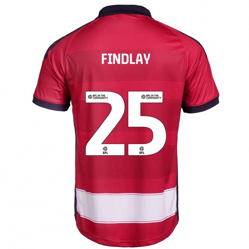 Danxen Mujer Camiseta Holly Findlay #25 Rojo Blanco 1ª Equipación 2025/26 La Camisa México