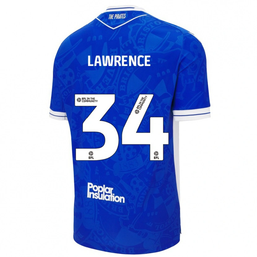 Danxen Mujer Camiseta Jerry Lawrence #34 Azul Blanco 1ª Equipación 2025/26 La Camisa México