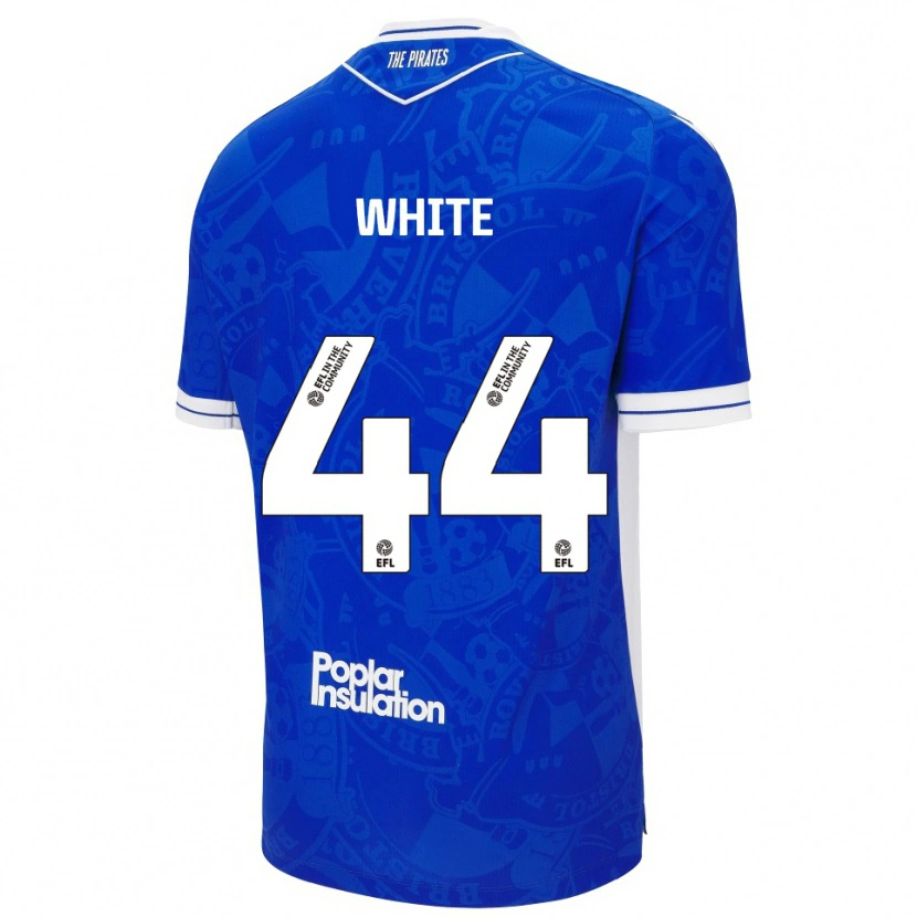 Danxen Mujer Camiseta Charlie White #44 Azul Blanco 1ª Equipación 2025/26 La Camisa México