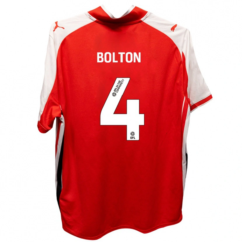 Danxen Mujer Camiseta James Bolton #4 Rojo Blanco 1ª Equipación 2025/26 La Camisa México