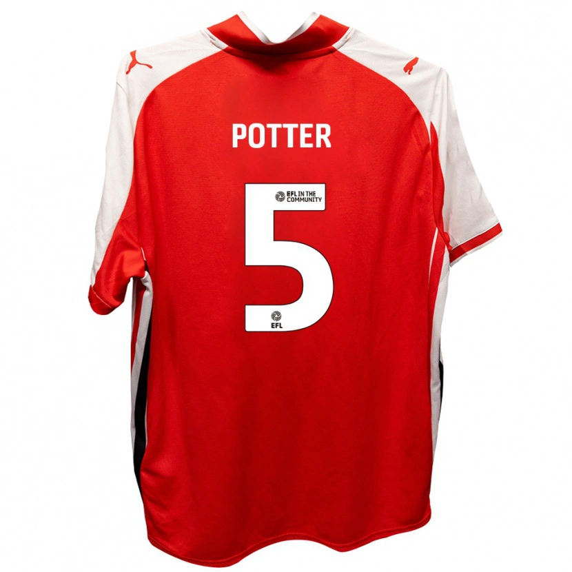 Danxen Mujer Camiseta Finley Potter #5 Rojo Blanco 1ª Equipación 2025/26 La Camisa México