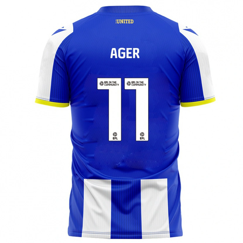 Danxen Mujer Camiseta Emily Ager #11 Azul Blanco 1ª Equipación 2025/26 La Camisa México
