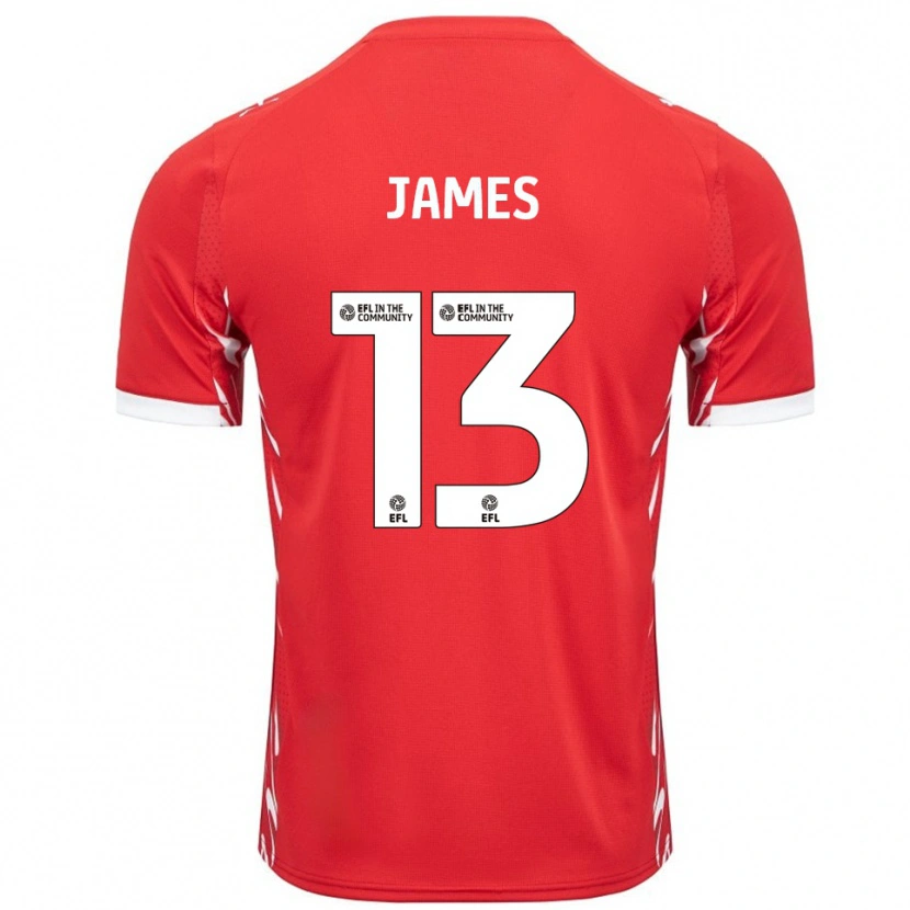 Danxen Mujer Camiseta Dominic James #13 Rojo Blanco 1ª Equipación 2025/26 La Camisa México