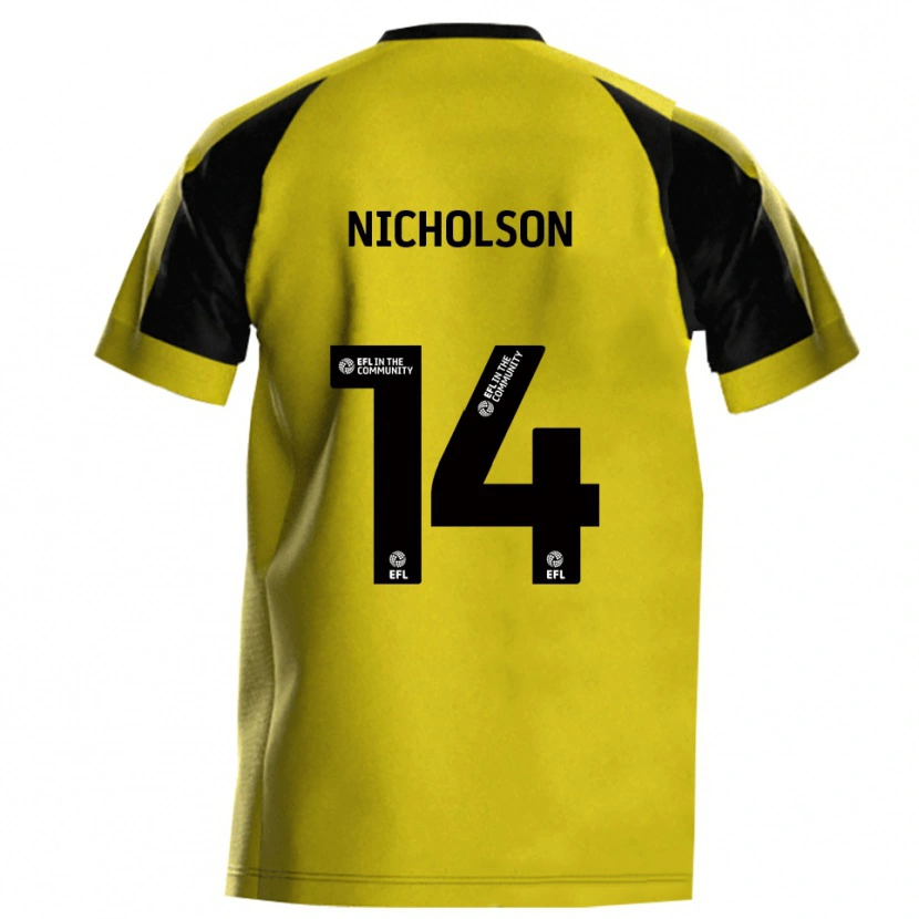 Danxen Mujer Camiseta Charlie Nicholson #14 Amarillo Gris 1ª Equipación 2025/26 La Camisa México