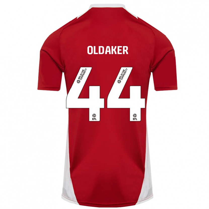 Danxen Mujer Camiseta Darren Oldaker #44 Rojo Blanco Dorado 1ª Equipación 2025/26 La Camisa México