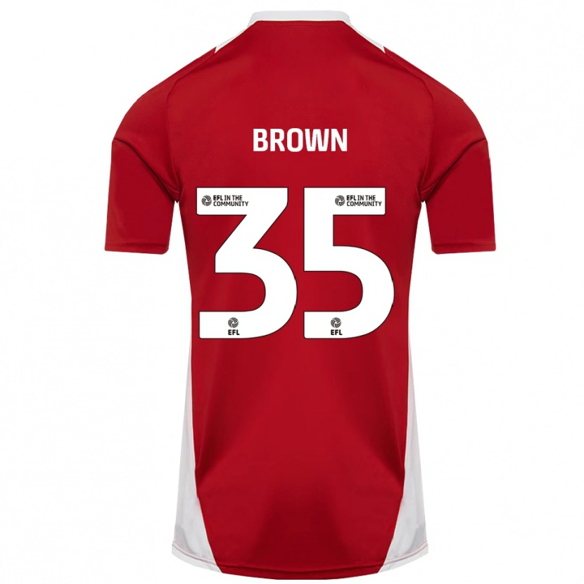 Danxen Mujer Camiseta Jaxon Brown #35 Rojo Blanco Dorado 1ª Equipación 2025/26 La Camisa México