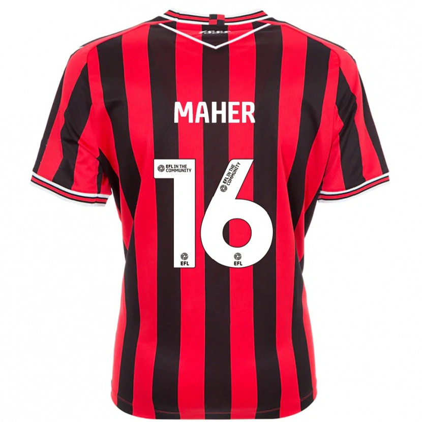 Danxen Mujer Camiseta Ronan Maher #16 Rojo Negro 1ª Equipación 2025/26 La Camisa México