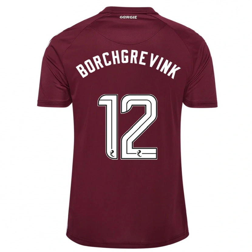 Danxen Mujer Camiseta Christian Borchgrevink #12 Borgoña Blanco 1ª Equipación 2025/26 La Camisa México