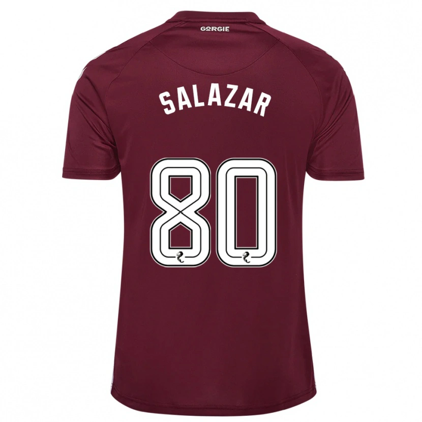 Danxen Mujer Camiseta Andrés Salazar #80 Borgoña Blanco 1ª Equipación 2025/26 La Camisa México