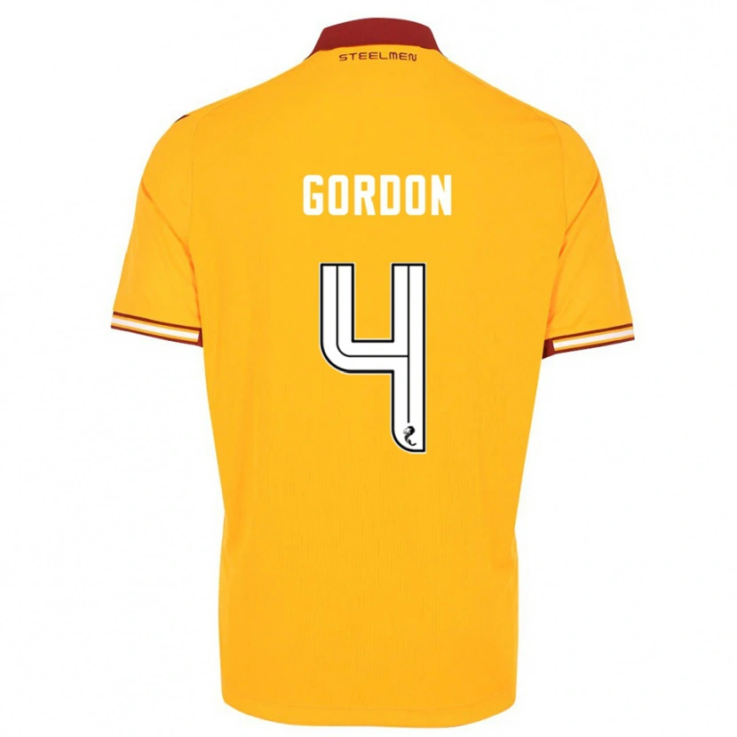 Danxen Mujer Camiseta Liam Gordon #4 Amarillo Borgoña 1ª Equipación 2025/26 La Camisa México