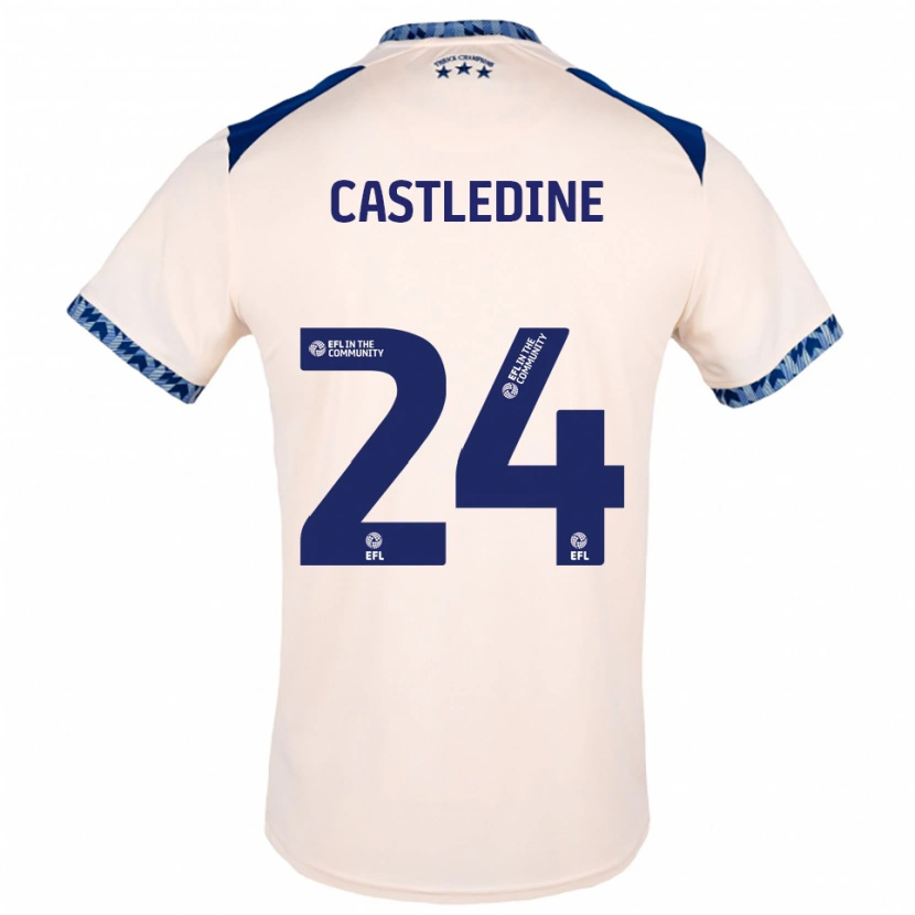 Danxen Mujer Camiseta Leo Castledine #24 Blanco Hueso Azul Marino 2ª Equipación 2025/26 La Camisa México