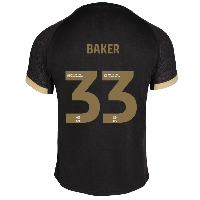 Danxen Mujer Camiseta Zak Baker #33 Negro Dorado 2ª Equipación 2025/26 La Camisa México