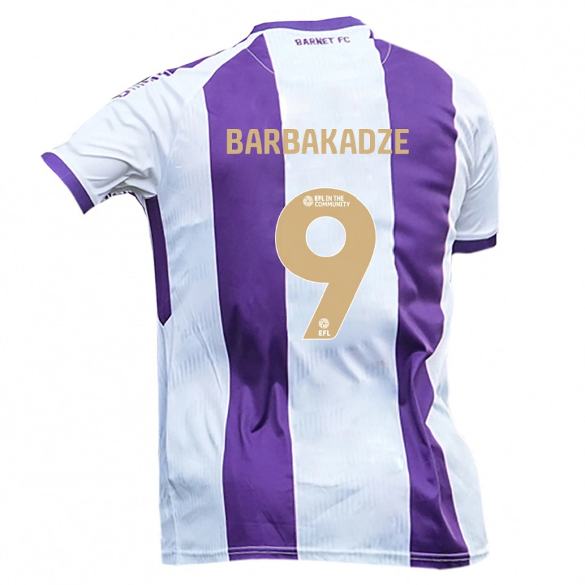 Danxen Mujer Camiseta David Barbakadze #9 Blanco Púrpura 2ª Equipación 2025/26 La Camisa México