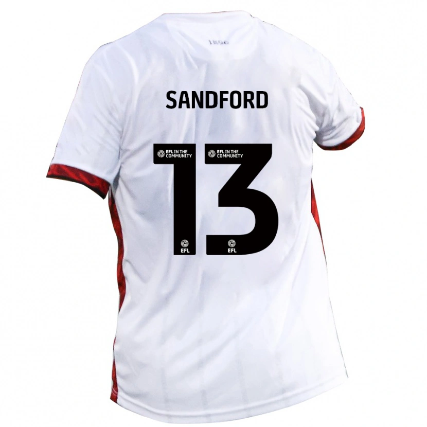 Danxen Mujer Camiseta Ryan Sandford #13 Blanco Rojo Negro 2ª Equipación 2025/26 La Camisa México