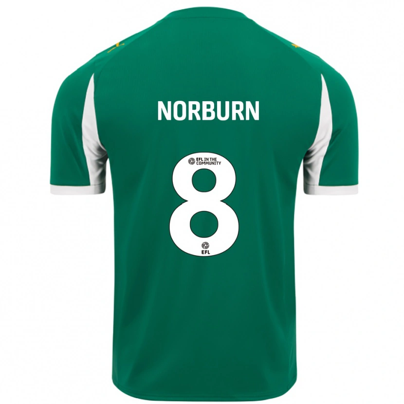 Danxen Mujer Camiseta Oliver Norburn #8 Verde Blanco 2ª Equipación 2025/26 La Camisa México
