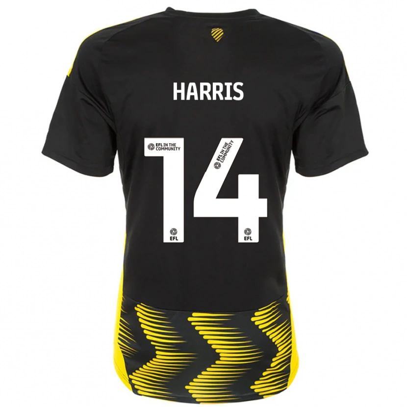 Danxen Mujer Camiseta Kadeem Harris #14 Negro Amarillo 2ª Equipación 2025/26 La Camisa México