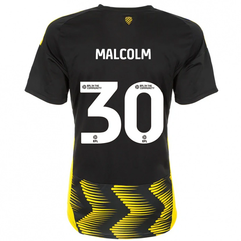 Danxen Mujer Camiseta Kyrell Malcolm #30 Negro Amarillo 2ª Equipación 2025/26 La Camisa México