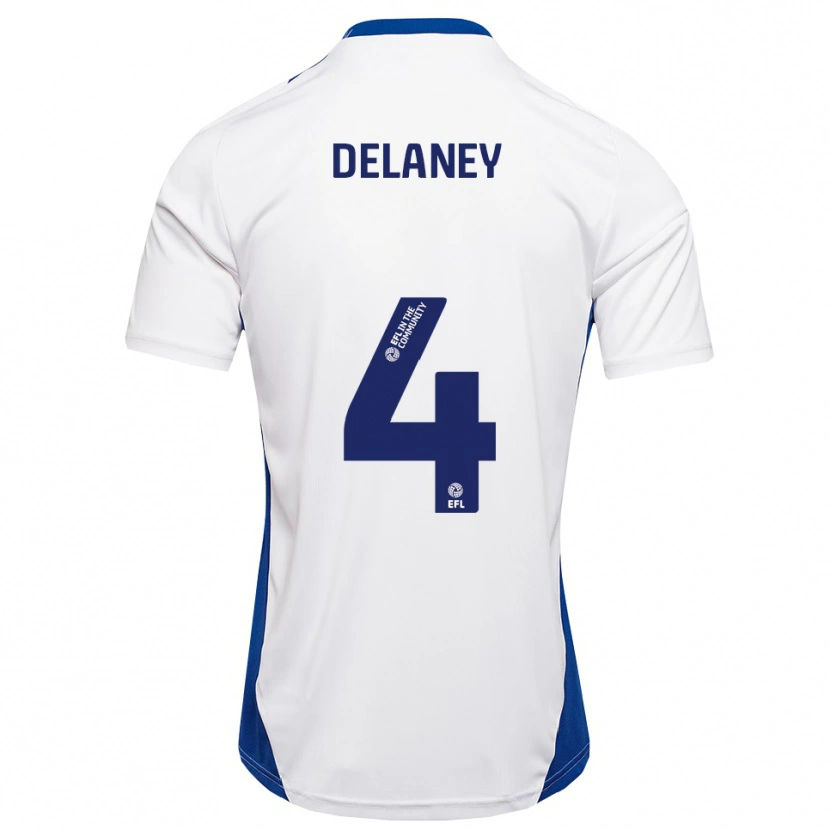 Danxen Mujer Camiseta Ryan Delaney #4 Blanco Azul 2ª Equipación 2025/26 La Camisa México