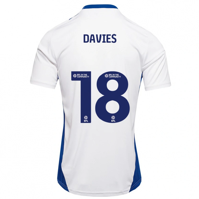 Danxen Mujer Camiseta Libby Davies #18 Blanco Azul 2ª Equipación 2025/26 La Camisa México