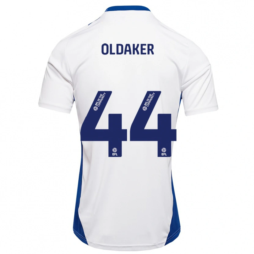Danxen Mujer Camiseta Darren Oldaker #44 Blanco Azul 2ª Equipación 2025/26 La Camisa México