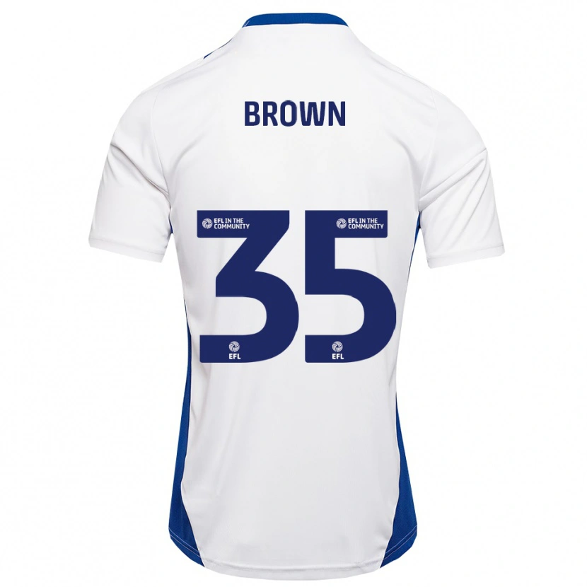 Danxen Mujer Camiseta Jaxon Brown #35 Blanco Azul 2ª Equipación 2025/26 La Camisa México