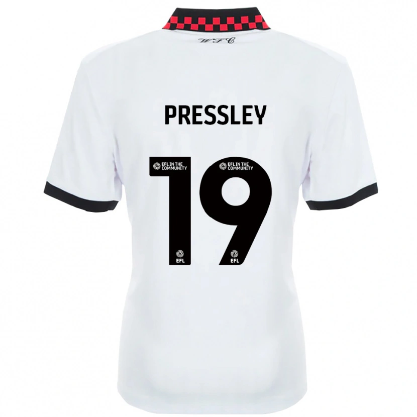 Danxen Mujer Camiseta Aaron Pressley #19 Blanco Negro 2ª Equipación 2025/26 La Camisa México