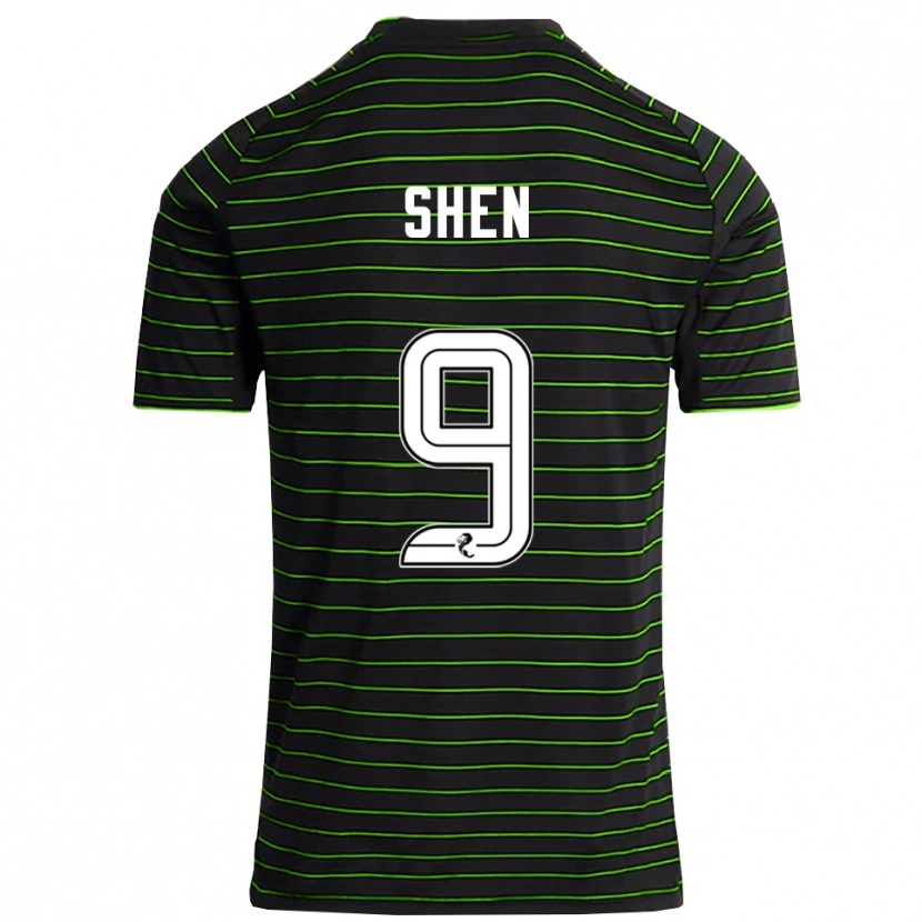 Danxen Mujer Camiseta Shen Mengyu #9 Negro Verde 2ª Equipación 2025/26 La Camisa México