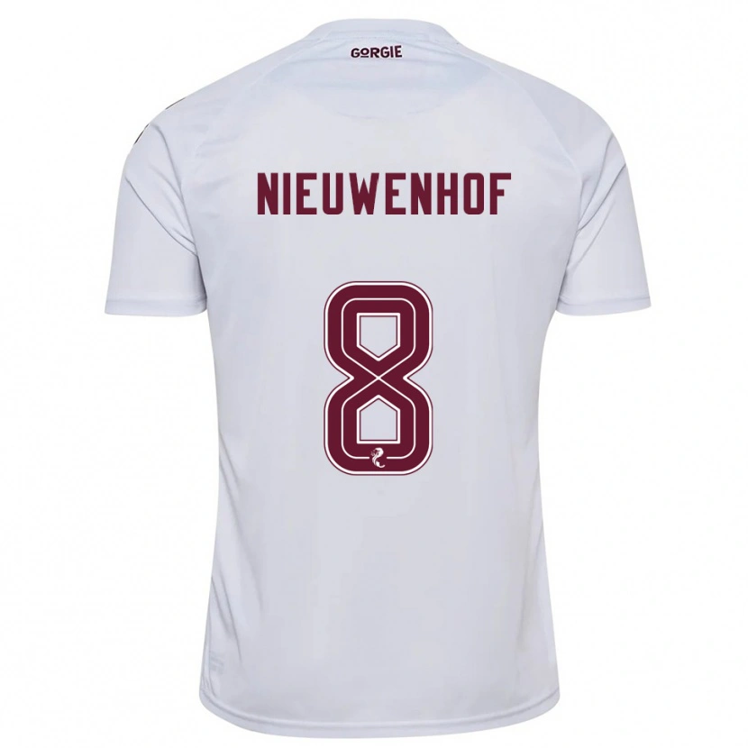 Danxen Mujer Camiseta Calem Nieuwenhof #8 Blanco Borgoña 2ª Equipación 2025/26 La Camisa México