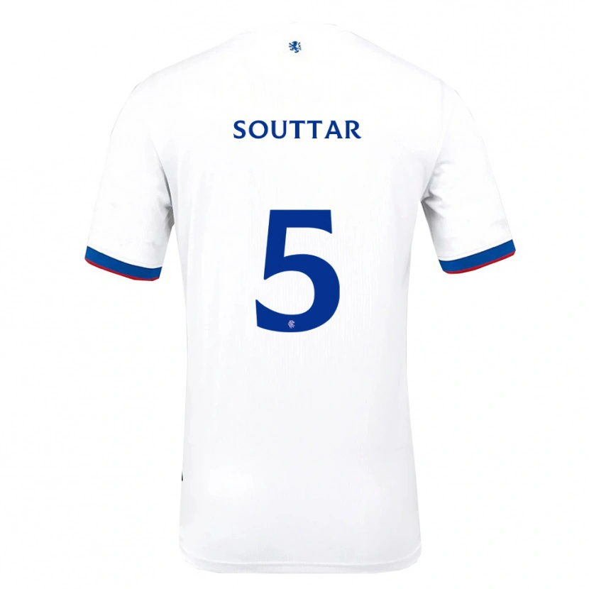 Danxen Mujer Camiseta John Souttar #5 Blanco Rojo Azul 2ª Equipación 2025/26 La Camisa México