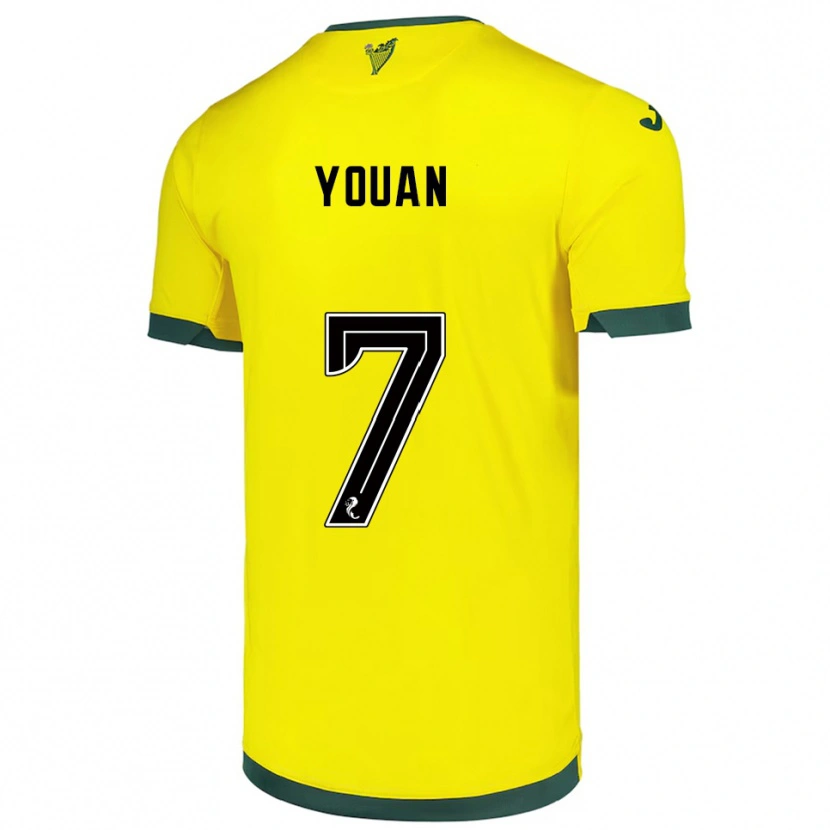 Danxen Mujer Camiseta Élie Youan #7 Amarillo Verde 2ª Equipación 2025/26 La Camisa México