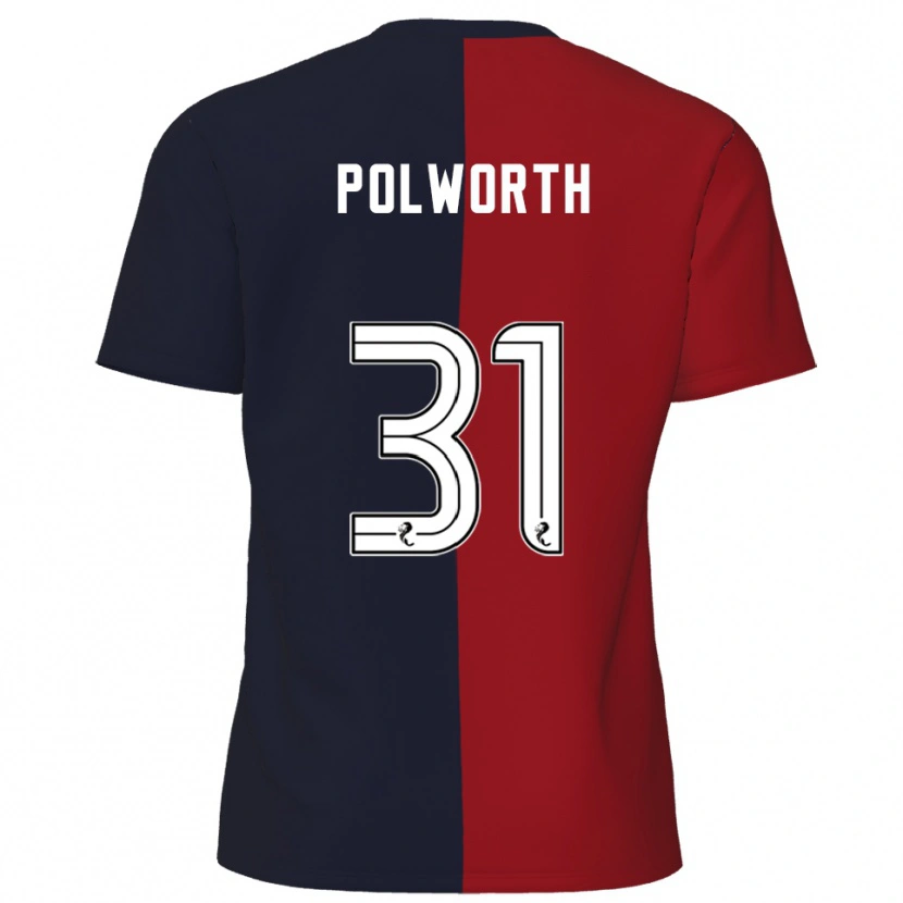 Danxen Mujer Camiseta Liam Polworth #31 Rojo Azul Marino 2ª Equipación 2025/26 La Camisa México