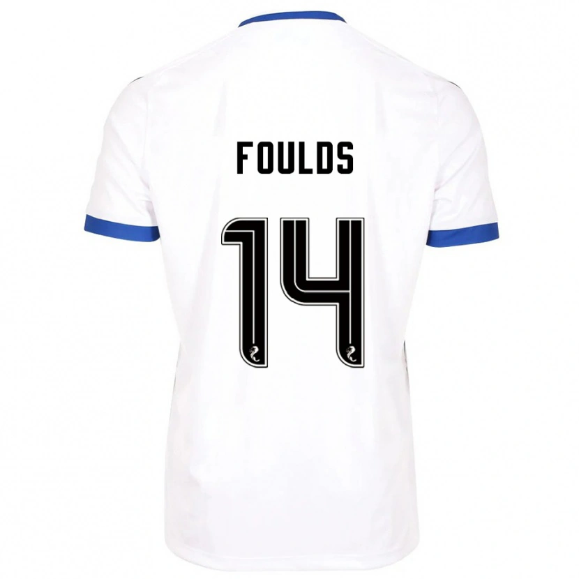 Danxen Mujer Camiseta Matty Foulds #14 Blanco Azul 2ª Equipación 2025/26 La Camisa México