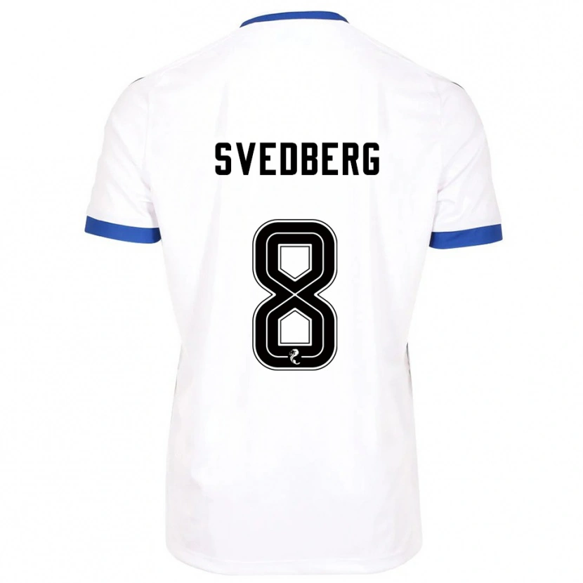 Danxen Mujer Camiseta Jonathan Svedberg #8 Blanco Azul 2ª Equipación 2025/26 La Camisa México