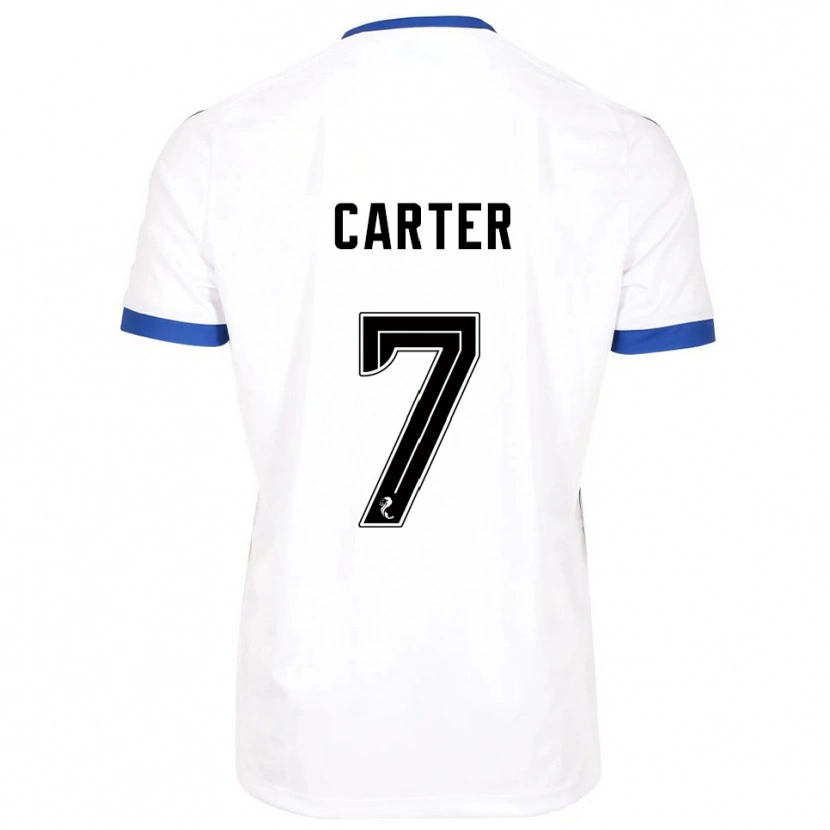 Danxen Mujer Camiseta Nicole Carter #7 Blanco Azul 2ª Equipación 2025/26 La Camisa México