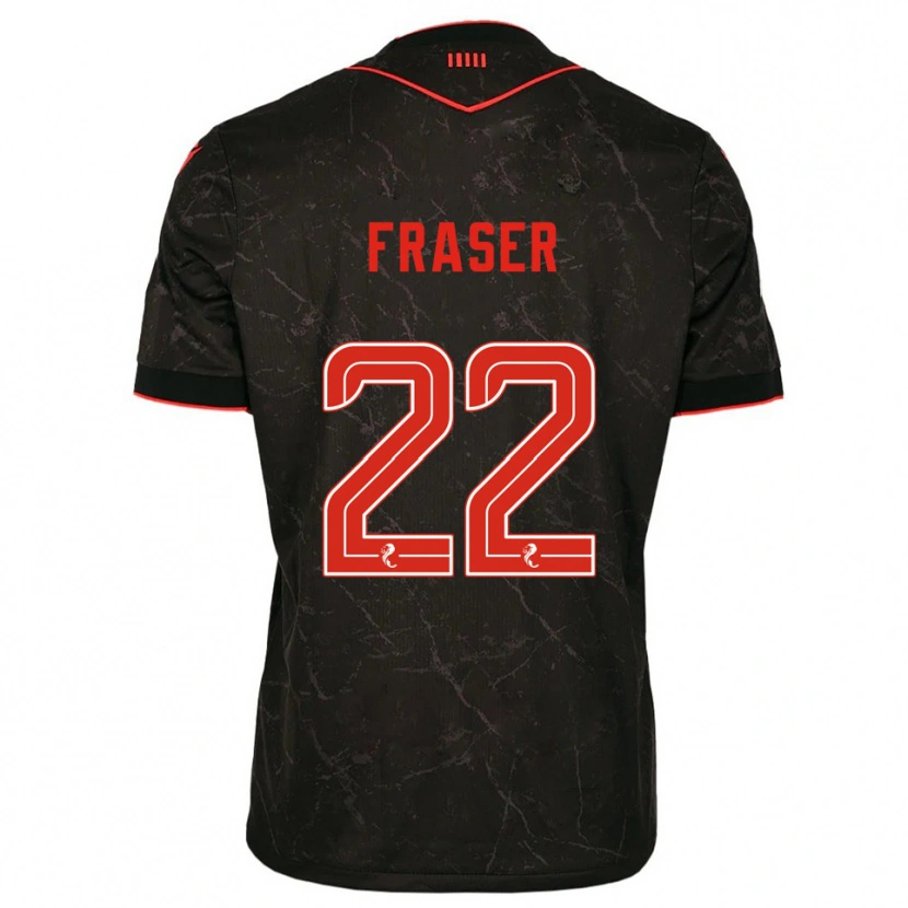 Danxen Mujer Camiseta Marcus Fraser #22 Negro Rojo 2ª Equipación 2025/26 La Camisa México