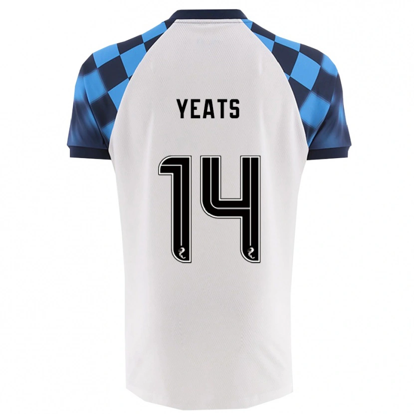 Danxen Mujer Camiseta Finn Yeats #14 Blanco Celeste 2ª Equipación 2025/26 La Camisa México