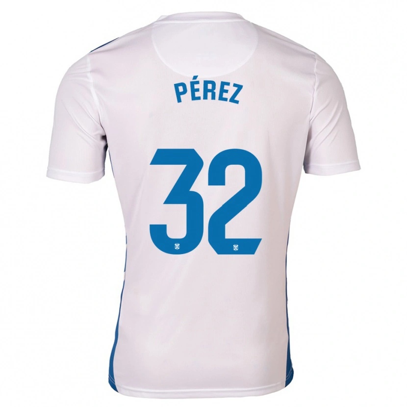 Danxen Niño Camiseta Joel Pérez #32 Blanco Azul 1ª Equipación 2025/26 La Camisa México