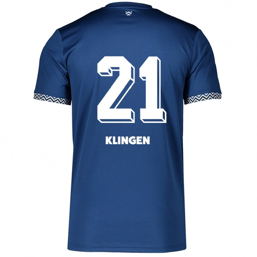 Danxen Niño Camiseta Emelie Klingen #21 Azul Marino Blanco 1ª Equipación 2025/26 La Camisa México